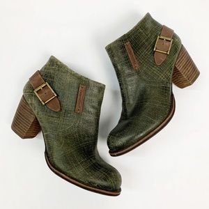 Cat Caterpillar Olive Green Leather Booties